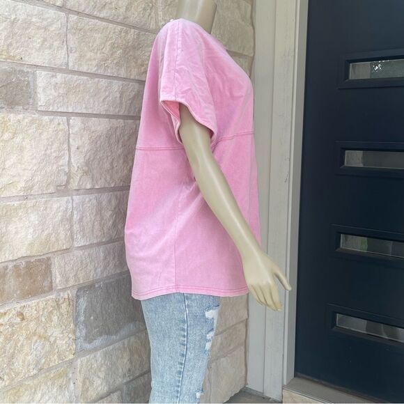 NWT Boutique Pink Short Sleeve Tee Fantastic Fawn Womens Sz Large - Picture 5 of 8
